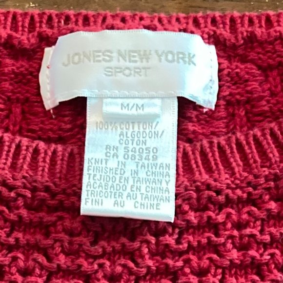 Jones New York Sport Red Knit Cotton Crewneck Sweater Size M - Picture 3 of 3
